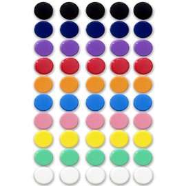 Qualsen Fridge Magnets, Whiteboard Magnets, 50 PCS Strong Magnet,Colorful Small Magnets for Whiteboard, Round Mini Magnets for Crafts, Magnetic Whiteboard, Kitchen, Office, School (10 colors)