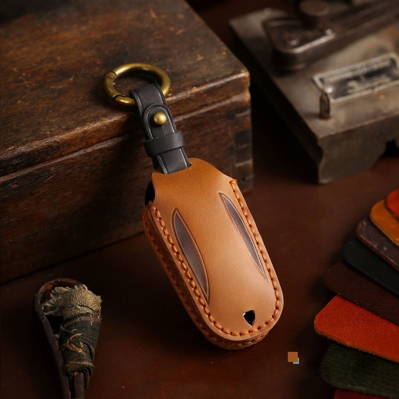 ISDORE Premium Leather Keyring Case Compatible with Model 3 &
