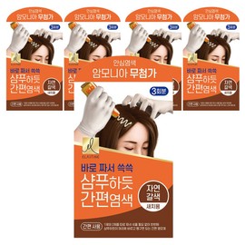 Elastin Shampoo-Friendly Hair Dye, Natural Brown, 5 Pieces / 엘라스틴 샴푸하듯 간편 염색제, 자연갈색, 5개