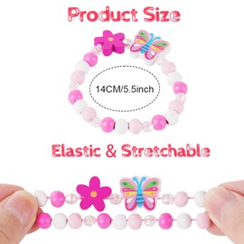 AUAUY 12PCS Wooden Beaded Girls Bracelets, Butterfly Rainbow Design Wooden Beaded Friendship Bracelets for Girls, Party Bag Fillers for Kids Party, Christmas Birthday Party Favours, Stocking Filler