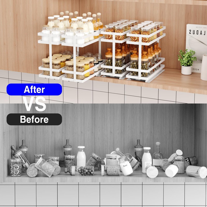Mustorn 2 Pack Pull Out Spice Rack Organizer for Cabinet,