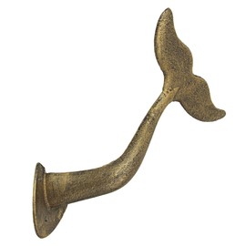 Bronze Finish Cast Iron Whale Tail Decorative Garden Hose Holder Wall Mounted Hook - Easy Install - Home Storage - Outdoor Nautical Decor - 10.5 Inches High
