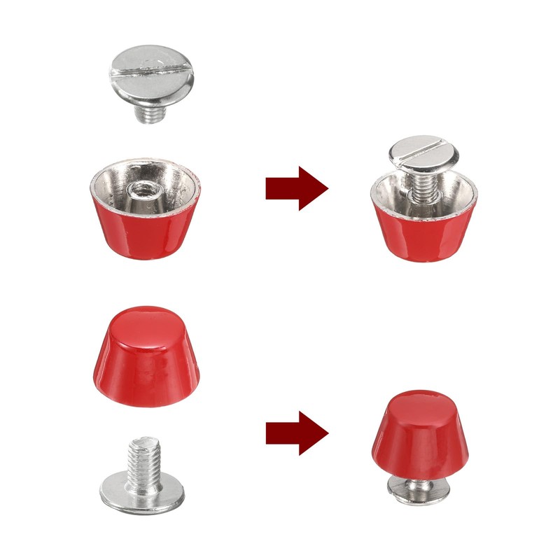 HARFINGTON 8set Flat Head Stud Spike 12mm Metal Purse Feet