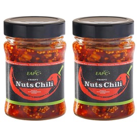 EAPC Crispy Nuts Chili Oil, Extra Crunchy Nuts Chili Sauce with Peanuts, Sunflower Seeds, Sesame, Chili Crisp Oil, Ready to Eat and Use as Sauce, Condiment,190g/6.7oz (Pack of 2)