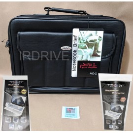 AOC/Omega NEW Leatherette Black PC Notebook Briefcase Carrying Bag + 12"-18"  KB Protector