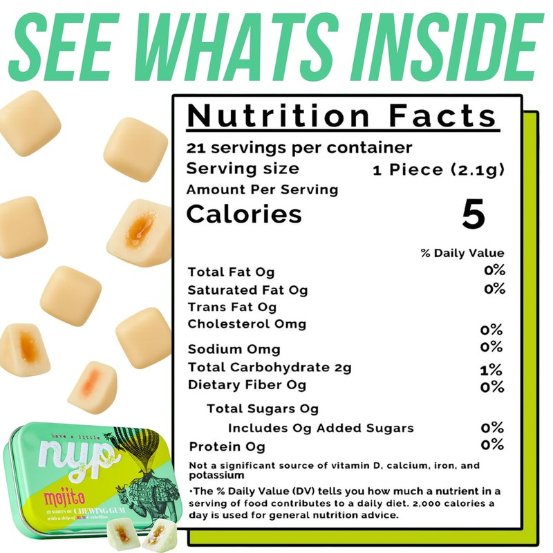 NYP Sugar Free Mojito Lime Chewing Gum, Aspartame Free Mojito
