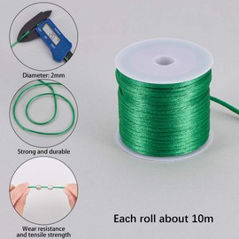 PH PandaHall Satin Cord, Fine Cord, 328.4 ft (100 m), 10 Colors, 0.08 inches (2 mm), Hand Braided, Thin Lace, Lattile Silk Cord, Beaded Cord, Nylon Cord, Hand Knitting Thread, Chinese Knitting, DIY