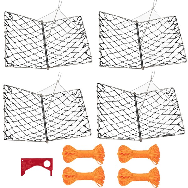 QualyQualy 4 Set Castable Crab Trap, Foldable Crabbing Net with