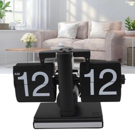 Flip Desk Clock, Retro Vintage Design Auto Flip Desk Table Clock, Modern Digital Mechanical Retro Flip Down Clock with Internal Gear Operated for Home Office Decor (All Black)