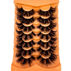 7 Pairs 25mm 8D Faux Mink Lashes Bulk Fluffy Natural False Eyelashes Thick Dramatic Faux Mink Eyelashes Makeup tools Wholesale (YZ05)