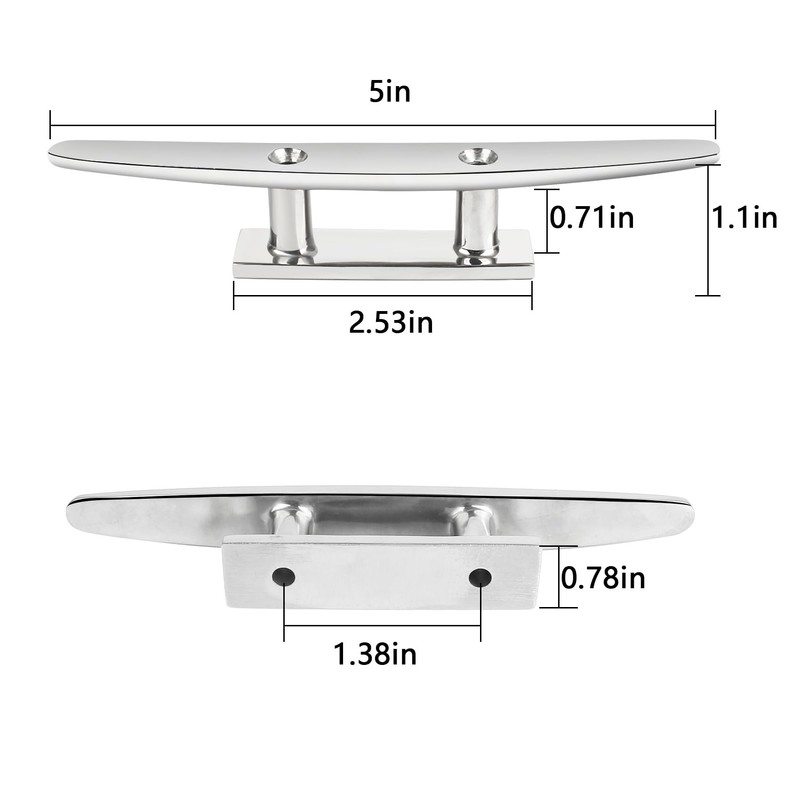 VEITHI 5 inch Boat Cleat Flat Top 4 Pack, 316