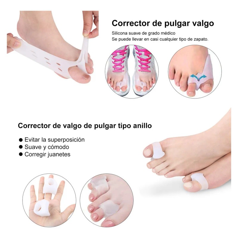 Kit 23 Piezas Corrector Juanetes Separadores Silicona Para Dedos Pie