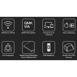 Keychron K8 Pro Wireless Keyboard - Black Fully Assembled - Gateron G Pro Blue