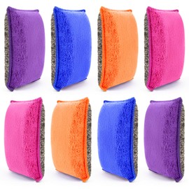 MAQIHAN MAQIHAN 8 Pack Microfiber Sponge Kitchen - Dish Scrubber Sponge Non-Scratch Reusable High Density Heavy Duty Kitchen Sink Dish Sponge for Washing Dishes, Pans, Household Cleaning Sponges 4 Colors.