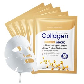 5PCS Mascarilla Antiarrugas de Colágeno,Collagen Mask, Reduce Los Poros, Moisturizing, Improve Skin Drynes,Roughness,Make Skin Delicate (Colágeno-1)