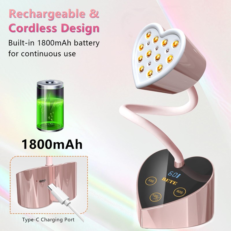 BETE Mini UV Nail Lamp Flash Cure Gel Nail Polish,