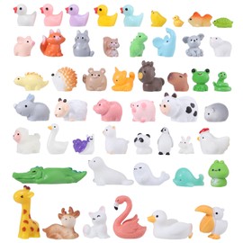 50 Pcs Mini Resin Animals Figures 50 Styles Tiny Resin Animal to Hide Little Animals Figures for Desk Pets Decor Bag Fillers Fairy Garden Miniature Landscape Dollhouse Accessories