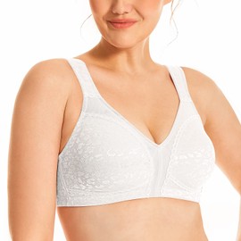 Deyllo Women's Full Cup Minimiser Bra, Non-Underwire, Large Sizes, Bra Classic, White05-1, 85H