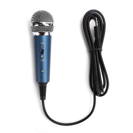 Dynamic Microphone, Condenser Microphone, Wired Microphone, Compatible with Karaoke, Handheld for Recording, 0.1 inch (3.5 mm) Connection, U-Shaped Bio, Music Production, Announcements, Live Distribution, Multifunctional Audio Adapter, Blue