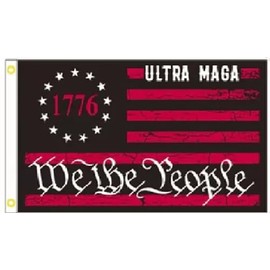 3X5 ULTRA MAGA WE THE PEOPLE 1776 TRUMP 2024 RED BLACK TACTICAL FLAG BANNER 100D