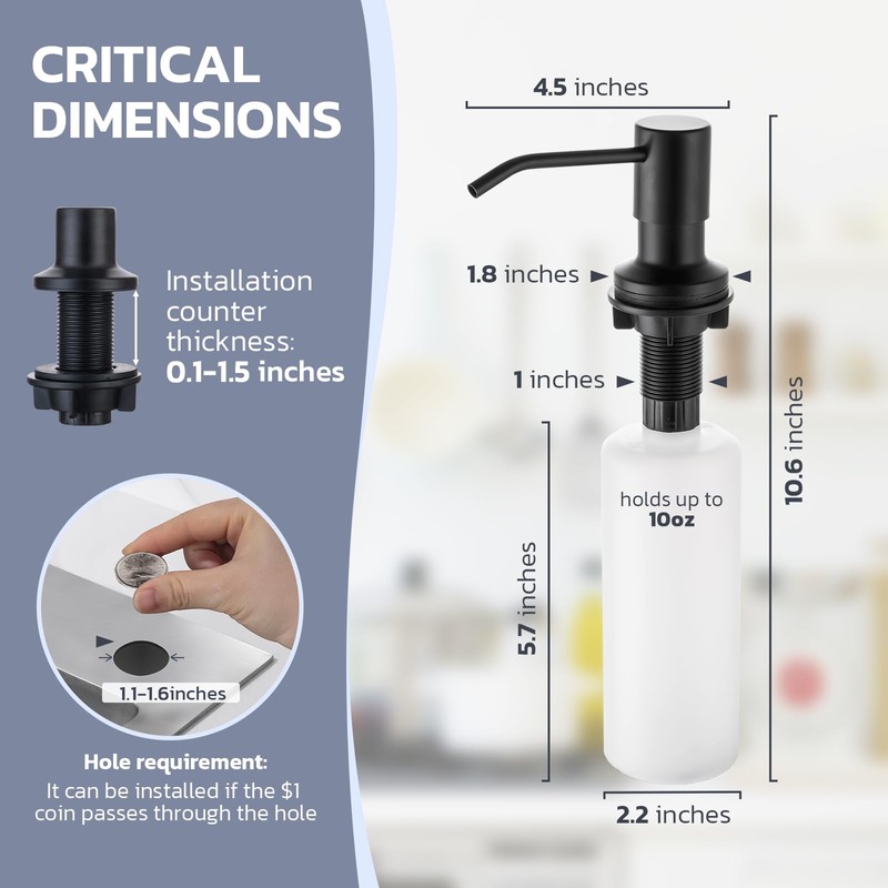 WEWE Black Kitchen Faucet with Soap Dispenser, Kitchen Sink Faucet