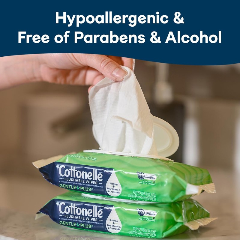 Cottonelle GentlePlus Flushable Wet Wipes with Aloe & Vitamin E,