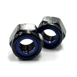 RADSO® M10 (10mm) Steel Nyloc Locking Thin Nuts (Type T - DIN 985), Black Passivated, Self-Locking with Nylon Insert, Metric Hexagon HEX NYLOC - requires 17mm Spanner - Pack of 10