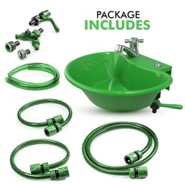 Tribello Outdoor Sink and Drinking Fountain - 2 in 1 Easy to Install Outdoor Garden Sink for Hand Washing, Gardening, Vegetable Washing, Grilling, Garage Work and More (16x10x5)