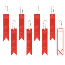 PATIKIL 8 Pcs Reflective Keychain, 7.7in Reflective Strips High Visibility Safety Keychain Tags Lanyards Pendants Bright Zipper Pulls Waterproof for Backpack Running Cycling, Red