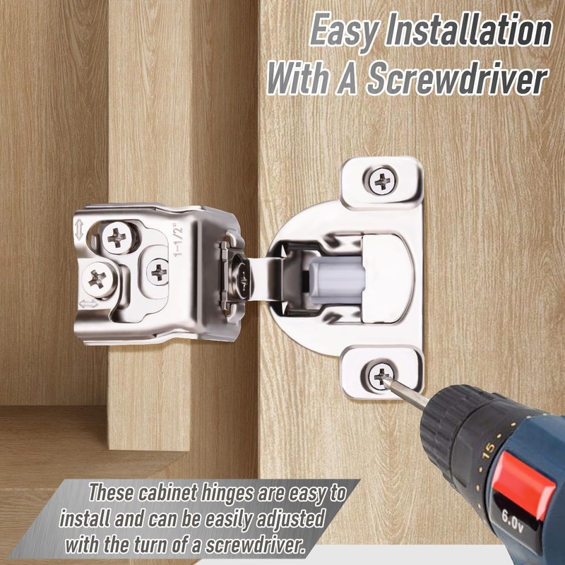 Soft Close Cabinet Hinges, HTCELLE 10 Pack 5 Pair 1-1/2