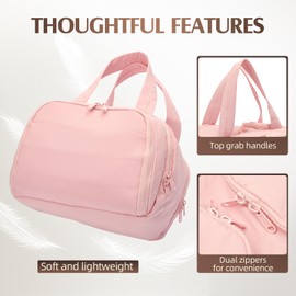 Axcone Travel Toiletry Bag, Wide Open Toiletry Bag, Travel Bag, Fluffy Cosmetic Make Up Bags, Organiser, Hand Luggage, Cosmetic Bag for Men and Women, pink, Cosmetic bag