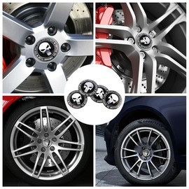 RHQFDM 4 Pieces Skull Hub Caps Sticker Punisher Skull Wheel Trim Sticker Car Hub Centre Cover Decorative Sticker Compatible with 56 mm Wheel Hub Caps (Silver)