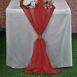 New Creations Fabric & Foam Inc, Chiffon Table Runner Extra Long, Wedding Runners, Holiday Table Runners, Long Table Runners, (Cranberry, 58" Wide x 180" Long)