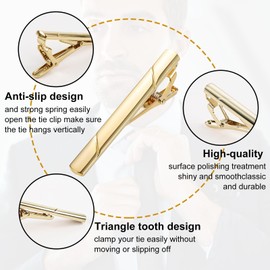 Men's Tie Clip, 5 Pieces Tie Clip, Stainless Steel, Classic Tie Clips, Tie Clip Set for Valentine's Day, Christmas, Wedding, Business, Bar and Everyday Use, copper, Suitable