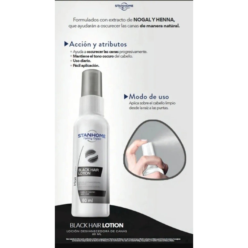 Loción Canas Barba Oscurece Cabello Henna Black Stanhome