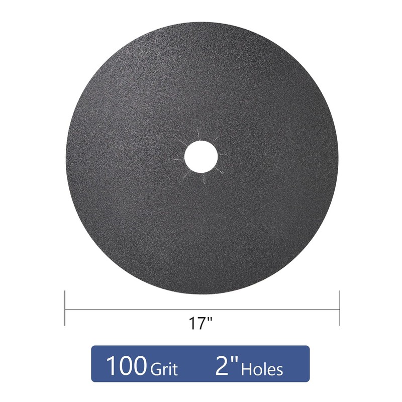 HUAALIUCHE Floor Sanding Disc Cloth-Backed Silicon Carbide，17" x 2" Holes