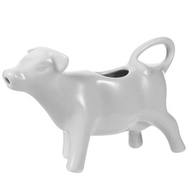 Angoily Ceramic Cow Coffee Creamer Dispenser: 40ml Withe Milk Creamer Pitcher with Handle Sauce Pitcher Milk Creamer Jug - Cafe Serving Pitcher Container Pourer