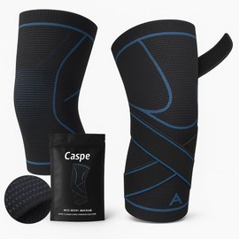 Caspe Knee Brace for Women & Men with Adjustable Straps – Knee Compression Sleeve for Arthritis, Meniscus & MCL Support, Sports Injury Recovery, Running (Pack of 2, Black, Medium)