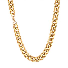 Richsteel Men's, Women's Curb Chain, Classic Cuban Necklace in 3 mm/6 mm/9 mm/12 mm Stainless Steel, Silver/Black/Gold, Solid Necklace, 36 cm Long to 76 cm Long, Stainless Steel, No Gemstone