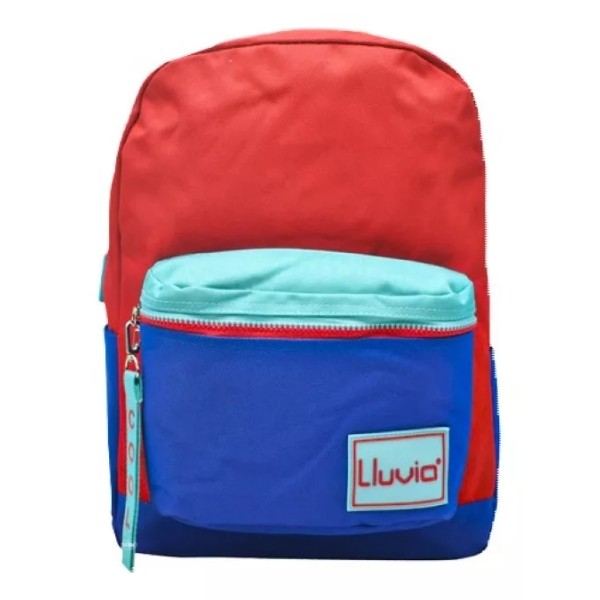 Lluvia Mochila Con Compartimiento Para Laptop Lisa Rojo Con Azul