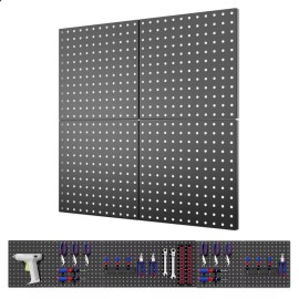 ValueMax Metal Pegboard Panels 4-Pack 12"x12" Heavy Duty Pegboard Wall Organizer