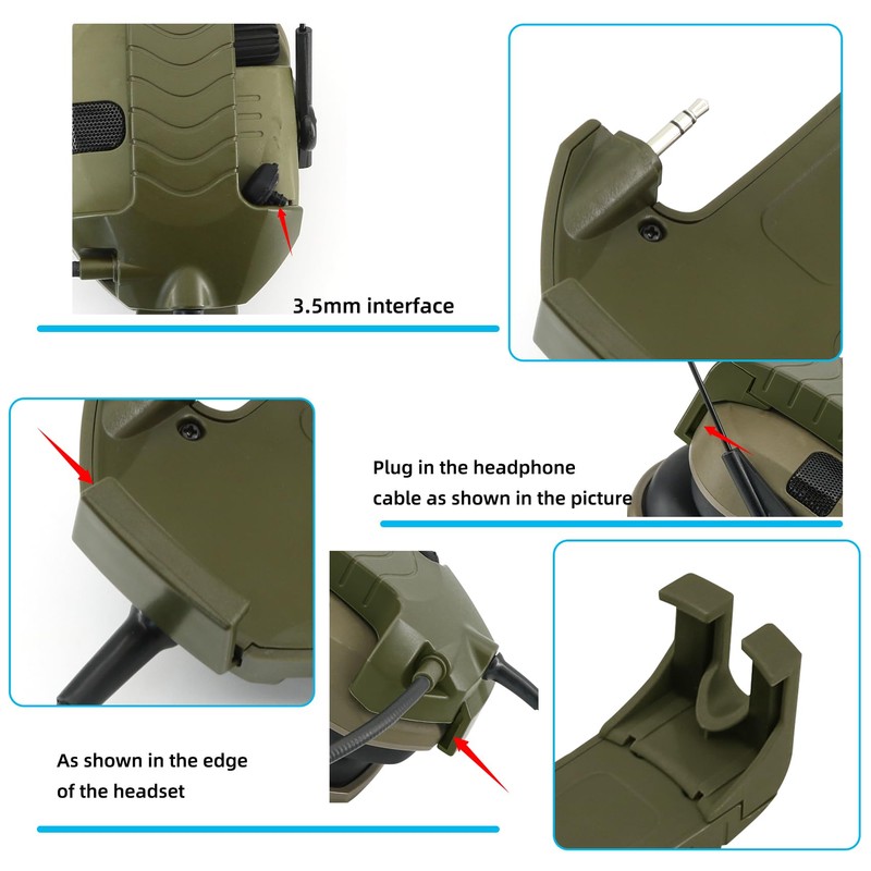 TSVISIONCORE Microphone & PTT for Walkerrazor Noise Cancelling Headphone Airsoft