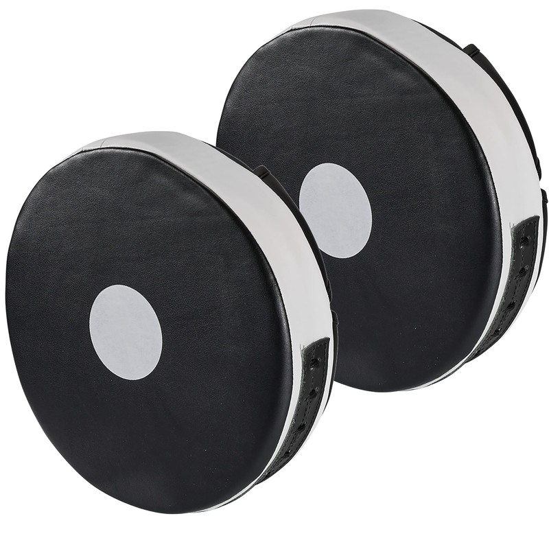 BAY Leather-PU Round Plate Pads Black/White Hand Pads Pack of