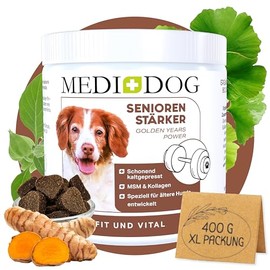 MEDIDOG Senior Stronger - 400g - Cold Pressed Drops for Older Dogs with Fenugreek, Withania Somnifera, Maca Root, MSM, Turmeric, Glucosamine, Collagen, Ginger, Chondroitin, Boswellia Serrata