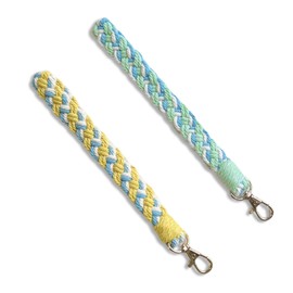 Peysaitr Pack of 2 Women's Key Chains, Short Lanyard, Women's Wristlet Key Ring, Boho Lanyard, Car Key Ring for Women, Yellow Blue + Teal