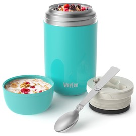 WayEee Food Flask, Food Flask for Hot Food Stainless Steel Food Jar with Folding Spoon-710ml (Blue)