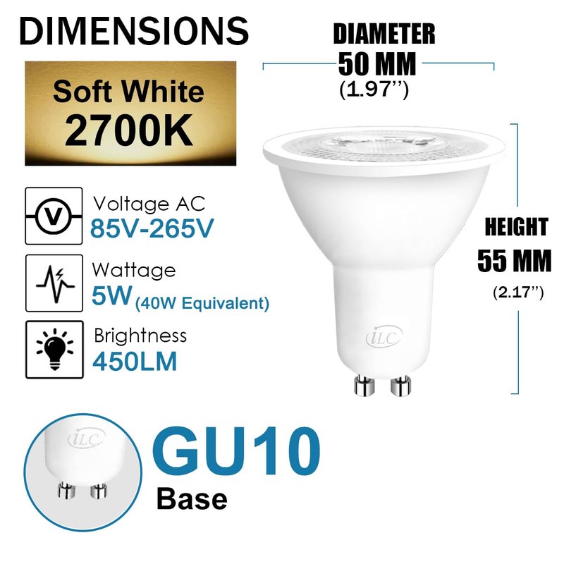 ILC GU10 LED Light Bulb 40 Watt Equivalent Color Changing