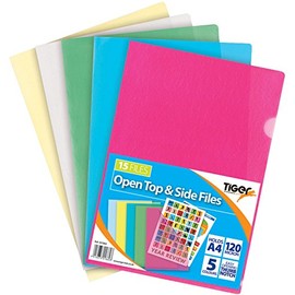 A4 Plastic Open Top & Side Bright Colour Report File Project Cover Files x 15