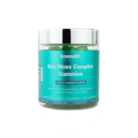 Sea Moss Complex Gummies - 3000mg Sea Moss, Bladderwrack, Burdock Root, Iodine, Vitamin C - Vegan, Halal, Gluten Free - 6-in-1 Energy, Focus, Immune & Gut Support, Honey Peach Flavour (1 Month Supply)