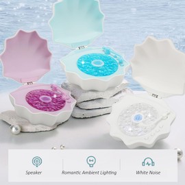 Bewinner Shell Speaker with Ocean Lamp Wave Light, 3 in 1 Retro Shell Lamp Bluetooth Speaker, Ocean Wave Projector Wave Lamp Shell Speaker, Sea Shell LED Colour Changing Mood Lamp Speaker (Purple)